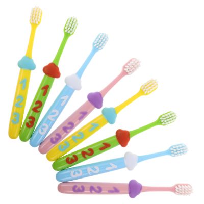 COLLBATH 2 Sets Boy Girl Boys and Girls Toothbrush Soft Bristles Manual Number Handle and Tooth Brush for Teeth Oral Health