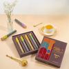 JMS We Create Smile Exotic Tea Treasures Gift Box 4 Premium Loose Leaf Teas in Elegant Glass Tubes Chamomile, Turmeric, Moroccan Mint & Himalayan Green Luxury Tea for Gifting view 1