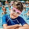 Kids Pool Goggles, Child Swimming Goggles with Earplugs, Large Frame UV-proof Non-slip Leak-proof Anti-fog Waterproof for 2-14 Years Old Youth Boy Girl Snorkeling Diving Indoor view 2
