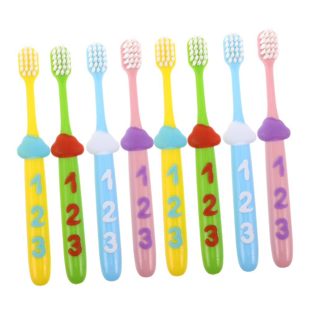 VICASKY Soft Bristle Kids Toothbrush with Fun Number Handle 2 Sets for Gentle Oral Care and Food Debris Removal
