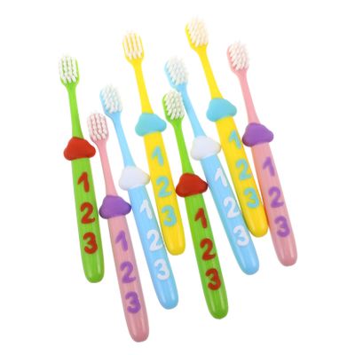 DECOMELODY 2sets Boy Girl Toothbrush Boys and Girls Soft Bristle Manual Tooth Brush Fun Number Handle for Ages Teeth Cleaning