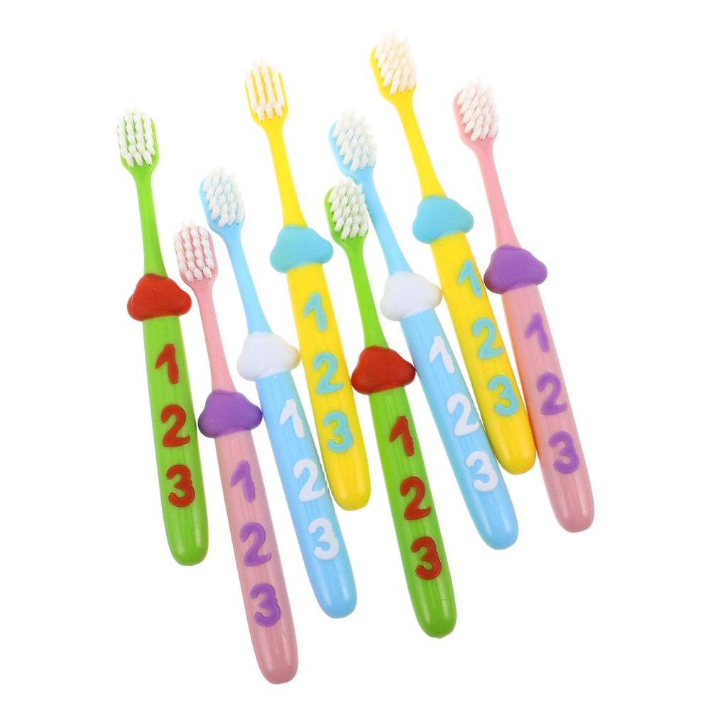 DECOMELODY 2sets Boy Girl Toothbrush Boys and Girls Soft Bristle Manual Tooth Brush Fun Number Handle for Ages Teeth Cleaning