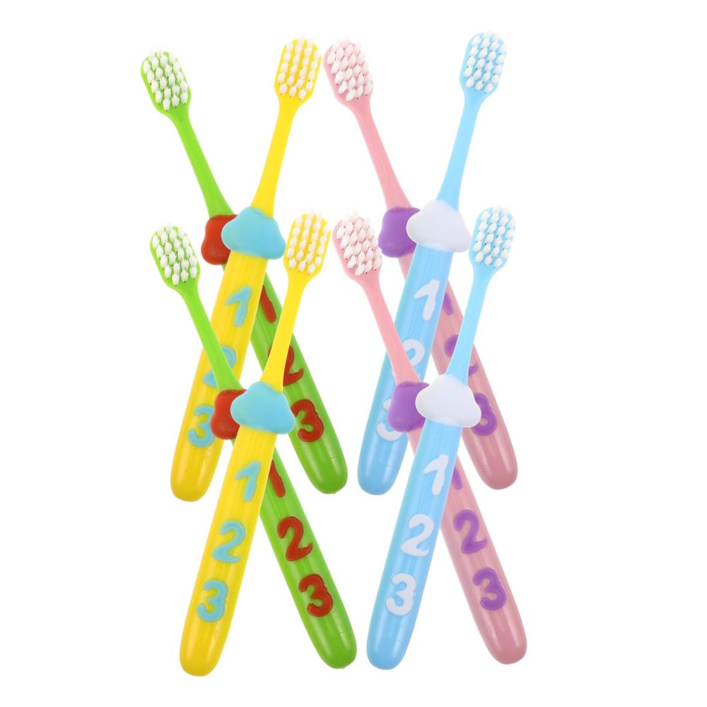 Hohopeti 2 Sets Kids Toothbrush with Soft Bristles and Fun Numeric Handle Manual Tooth Brush for Daily Oral Care