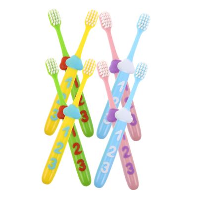 Homoyoyo 2 Sets Manual Toothbrush with Soft Bristles for Tooth Transition Phase Oral Care Brush with Number Handle Gentle Gum Protection for Preschool to Preteen