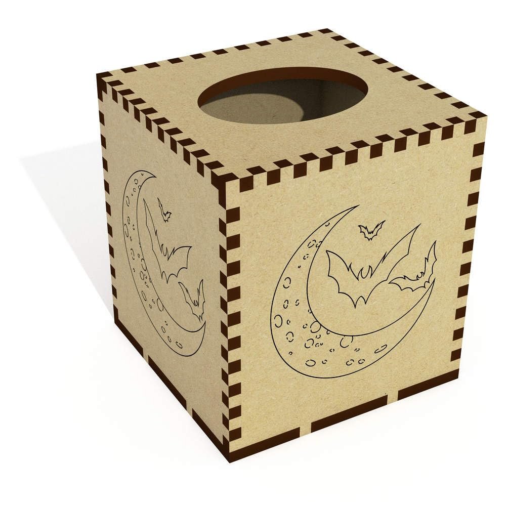 Azeeda Square 'Bats & Crescent' Wooden Tissue Box Cover (TB00069874)