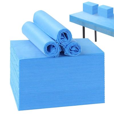 50PCS Disposable Bed Sheets, Blue Massage Spa Sheets, Soft Non-Woven Fabric Massage Table Bed Sheet Protective Duvets for Beauty Salon, Spa, Massage, Hotels, Beautician, 180 x 80 cm