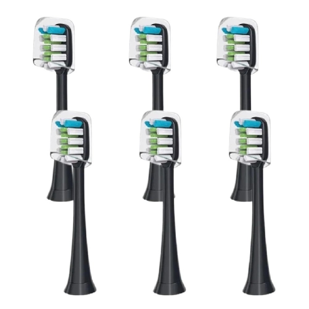 6pcs Replacement Heads Compatible for SOOCAS X3/X3U/X5 Toothbrush Clean Tooth Brush Sonic Electric Soft Bristle Nozzles(6PCS Black)