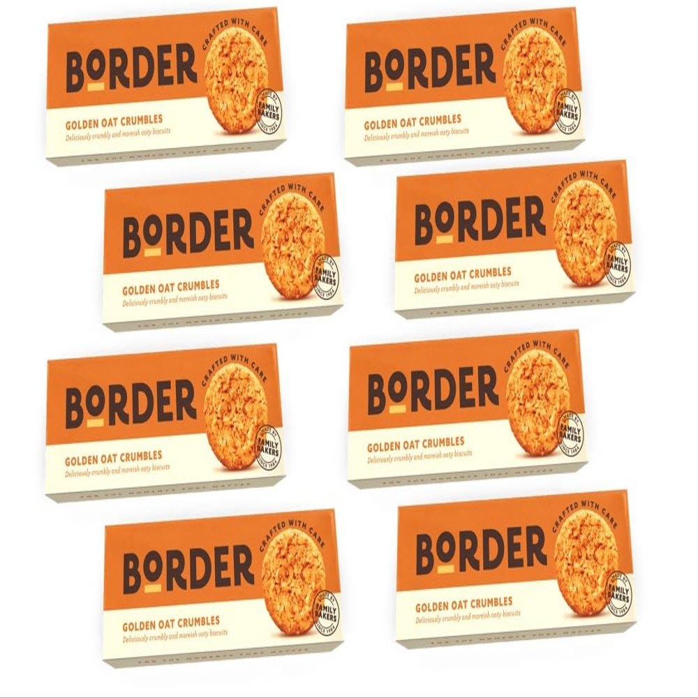 Border Biscuits Golden Oat Crumble, Made with Rolled Oats & Natural Ingredients, Deliciously Cumbly & moreish Crunchy Oaty Biscuits, Perfect Food Gift for Biscuit Lovers 150g each pack (Pack of 8)