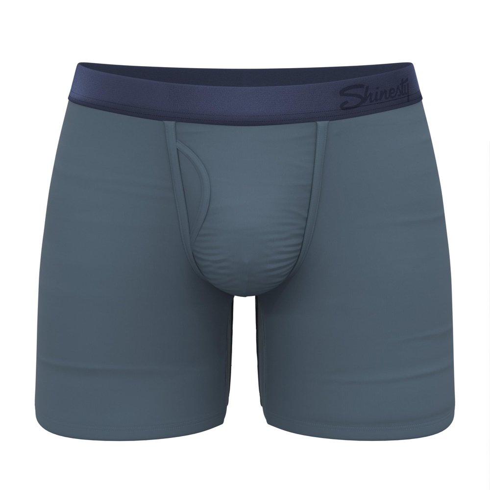 Hammock Support Long Leg Boxer Briefs for Men | Anti-Chafing, Moisture Wicking, Breathable, Tonal Teal, L