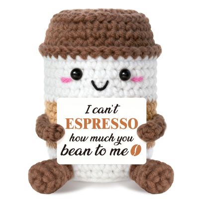 Anniversary Presents for Women/Men, Birthday Gifts for Girlfriend/Boyfriend Crochet Coffee - Positive Emotional Support I Love You Gifts for Him/Her, Coffee Lovers Gift for Couples, I Love You Latte