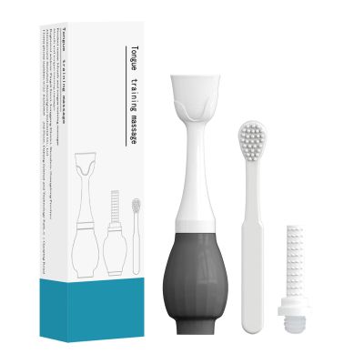 Calming Oral Sensory Kit Oral Motor Stimulation kit with 3 Soft Textured Interchangeable Heads, Calm Sensory Needs, Support Speech, and Stimulate Self Feeding, Gentle VibrationsGrey)