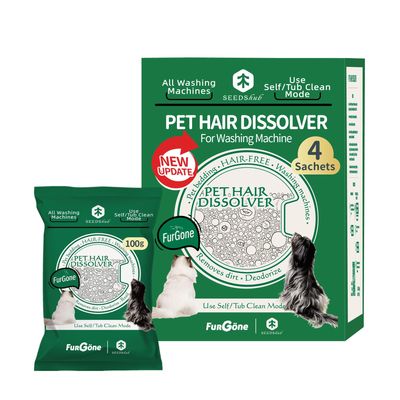 FURGONE Pet Hair Dissolver Washing Machine Cleaner Powder, 4 Sachets