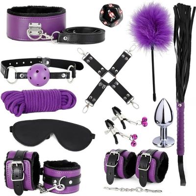 12 Piece Set Of Purple Black Leather Sweatshirts, Gym Equipment Gift Accessories, Used To Secure Gloves, Comfortable Hands And Feet, And For Ankle Exercise Training