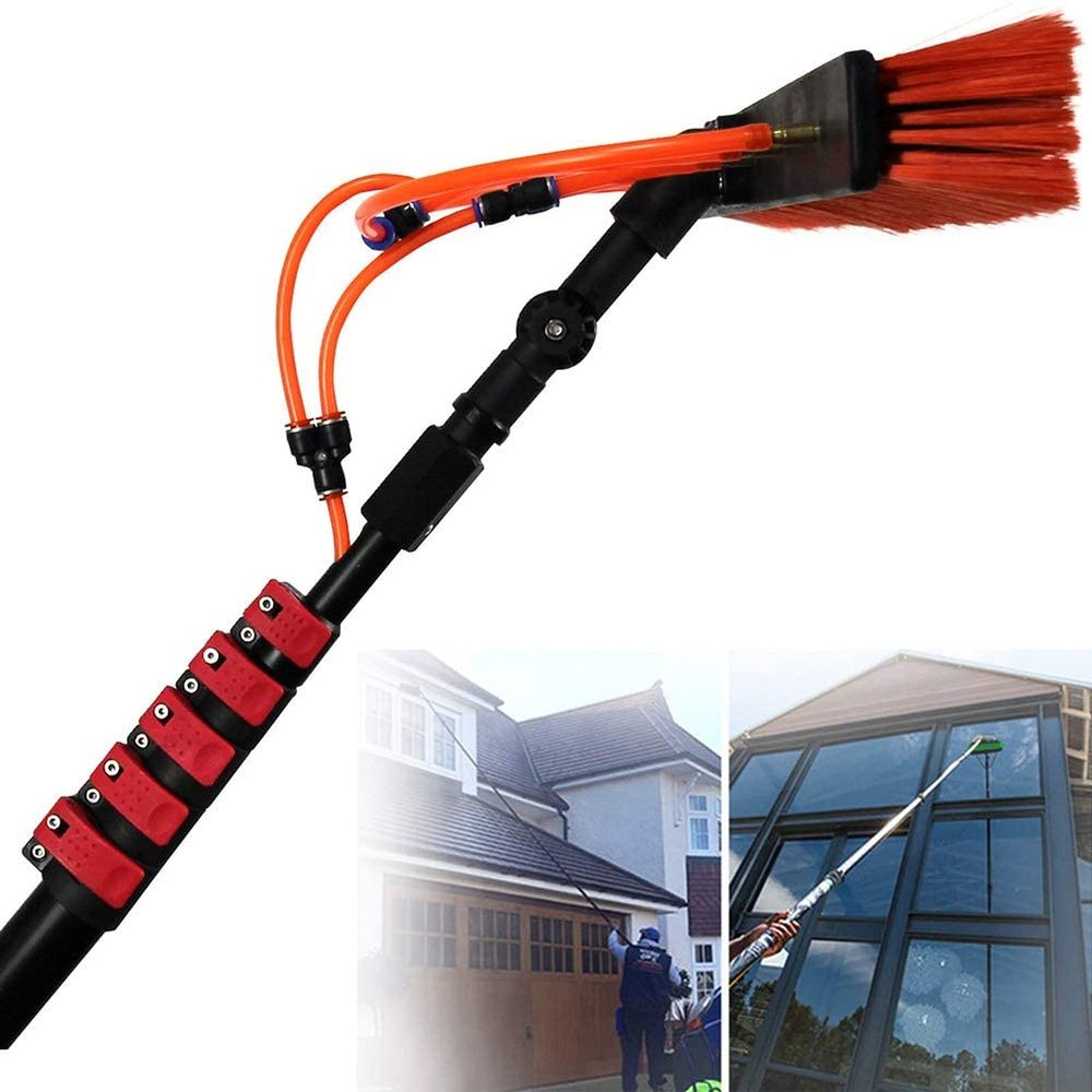 18FT Telescopic Window Cleaning Pole with Water Fed Brush, Extendable Cleaner for Conservatory Roofs, Window Cleaner Kit for Solar Panel Cleaning, Durable and Lightweight (5.4M)