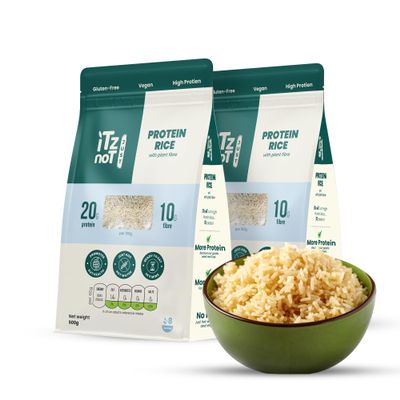 iTz noT JUST Protein Rice 500g(Pack of 2) High Protein (20g) & High Fibre (10g), Plant-Based Rice Alternative, Vegan, Gluten-Free, Non-GMO, Low Fat, Ready in 5 Minutes, Healthy Diet Friendly Meal