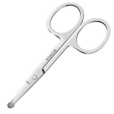 Mini Nose Hair Scissors, Grooming Scissors, Curved Safety Stainless Steel Nose Hair Scissor with Rounded Tip for Men Women Trimming Eyebrow Facial Ear Hair