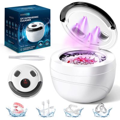 Hosoote Dental Ultrasonic Retainer Cleaner Machine - Dental Cleaning Pod for Denture, Mouth Guard, Aligner, Night Guard