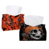 2 pack Halloween Pumpkin Cat Skull Tissue Box Cover Leather Facial Tissue Dispenser Box Holder for Dresser Bathroom Decorative view 1
