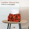 2 pack Halloween Pumpkin Cat Skull Tissue Box Cover Leather Facial Tissue Dispenser Box Holder for Dresser Bathroom Decorative view 2