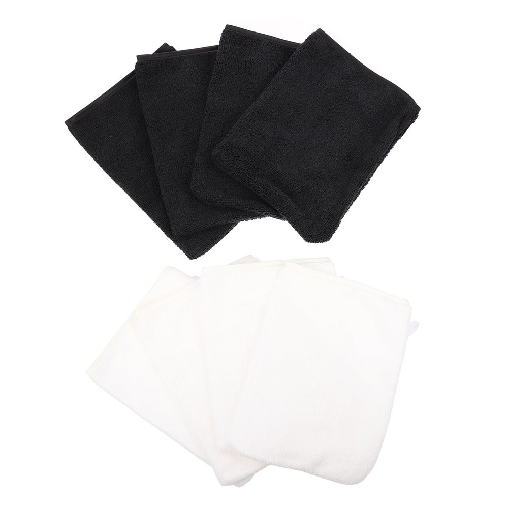 Homoyoyo 8Pcs Microfiber Face Cleaning Gloves for Women Soft Supple Beauty Mitts with Fine Stitching Portable Makeup Remover Mitts for Gentle Facial Cleansing and Exfoliation Black and