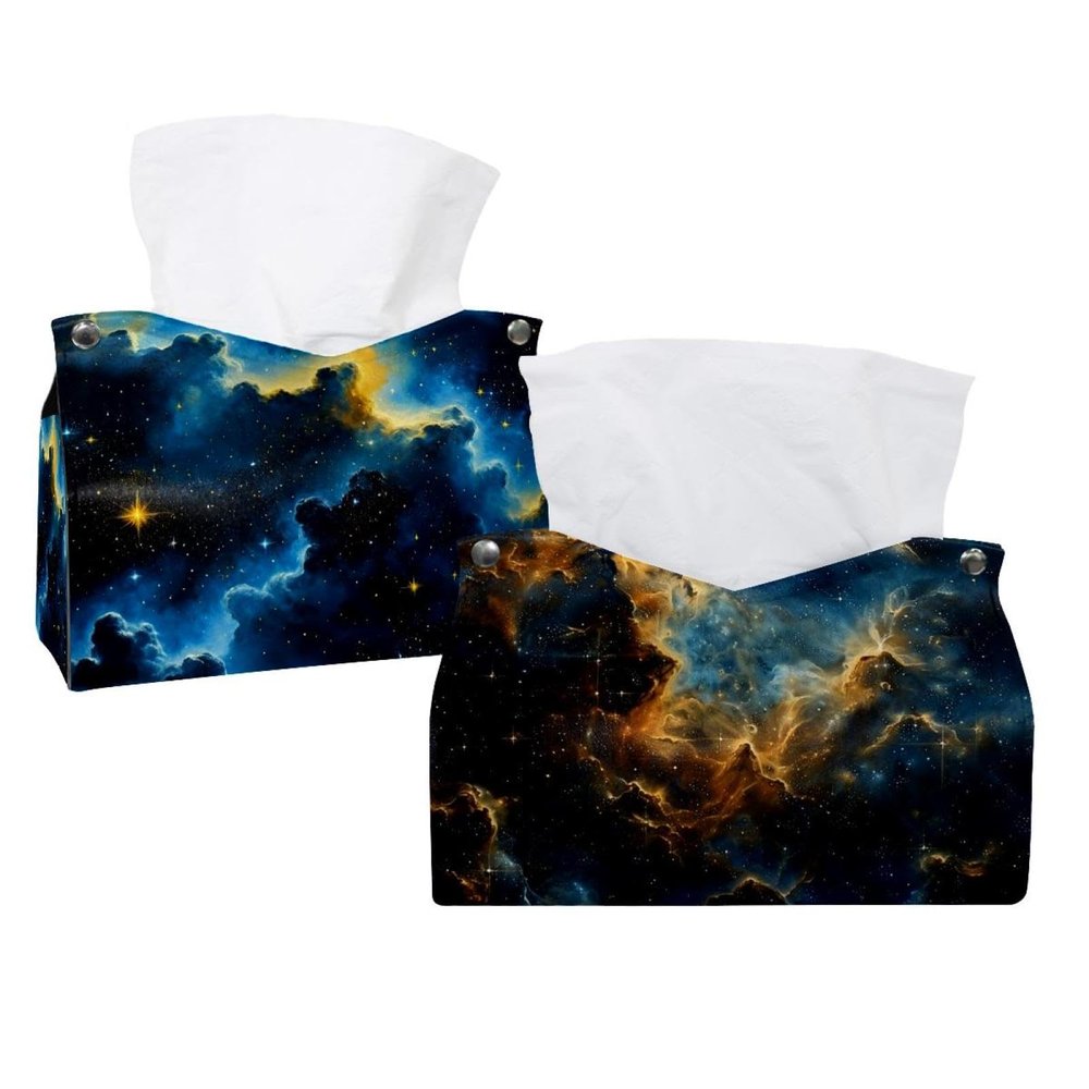 2 pack Stars Nebula Tissue Box Cover, 7.5x5x6in