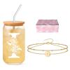 DAMCONME Holiday Gift for Sister or Bestie Gift Set with Initial Glass Cup and Bracelet Thoughtful Present for Appreciation or Christmas view 1