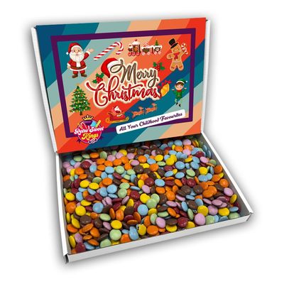 Chocolate Beans Merry Christmas Sweets Gift Box Hamper (RETRO CHRISTMAS FRONT)
