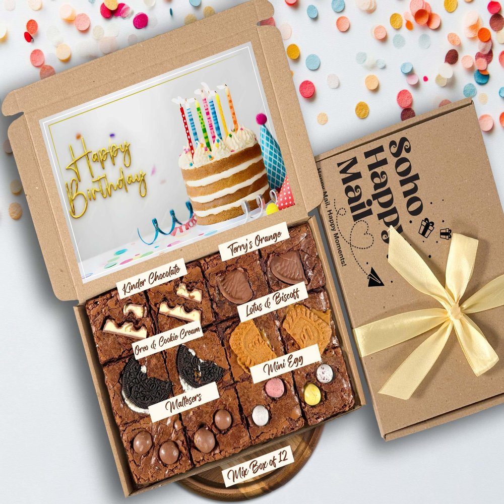 Handmade Chocolate Brownie - Birthday Brownie Gift (Happy Hallowen, Box of 12 Chocolate Mixed Brownie)
