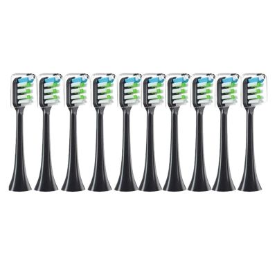 10pcs Replacement Brush HeadsCompatible for Xiaomi SOOCAS X3 X5 V1 X3U Soft Bristle Electric Toothbrush Dupont Sealed Packed(10PCS Black)
