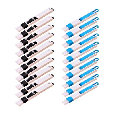 20 Groove Cleaning Brushes with Dustpan Set, Detachable Track Brush for Window Slots, AC Vents, Car Vents, Keyboard Cleaning, 7.28 Inch Blue and Black
