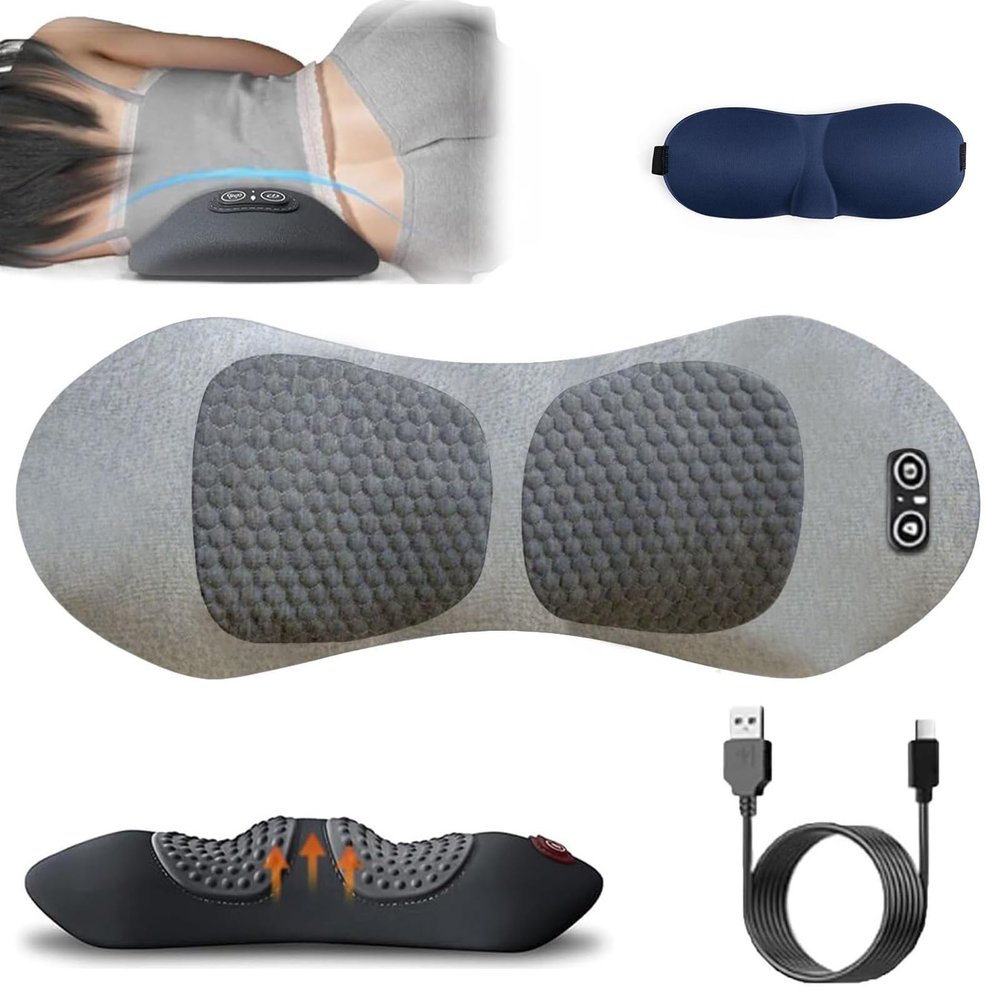 3-in-1 Back Therapy, 60 * 30cm Memory Foam Back Massager, Ergonomic Design with Airbag Lifting, Vibration & Heat, Easy Stress Relief for Neck, Shoulders and Back (Light Gray)