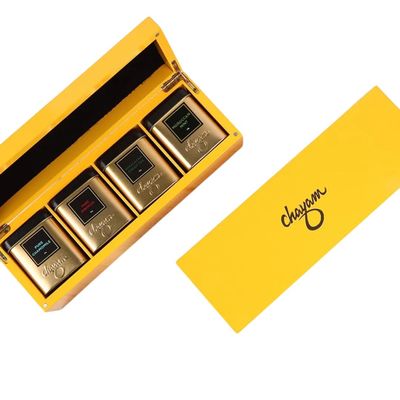 M1SS Fine Tea Chest Gift Box with 4 Premium Loose Leaf Teas in Reusable Tins Moroccan Mint, Hibiscus Bliss, Pure Chamomile & Himalayan Green Luxury Wooden Chest Tea Hamper for Gifting