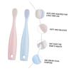 LRXIYODE 2pcs Soft-bristled Toothbrush for Ergonomic Handle and Tongue Cleaner Gentle Oral Care for Red Blue view 3