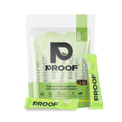Electrolyte Supplement | Hydration Sachets | Zero Sugar Electrolyte Hydration with Essential Vitamins | (20 Servings, Lemon & Lime) from Proof Hydration