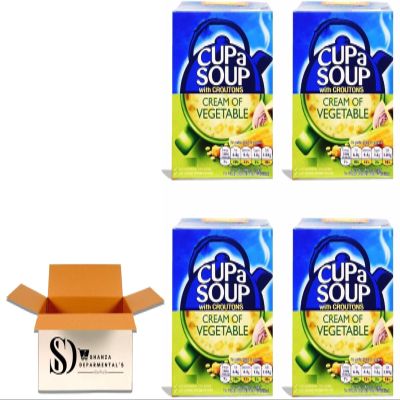 Cup a Soup Selection 4 And 6 Boxes of Instant Soup Sachets Tomato, Cream of Vegetable & Chicken Flavours (4 Boxes, Cream of Vegetable Flavour)
