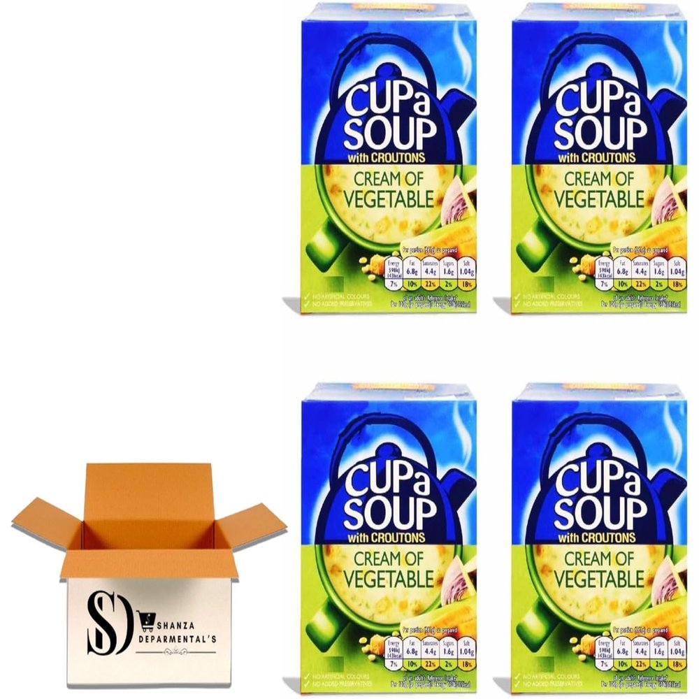 Cup a Soup Selection 4 And 6 Boxes of Instant Soup Sachets Tomato, Cream of Vegetable & Chicken Flavours (4 Boxes, Cream of Vegetable Flavour)