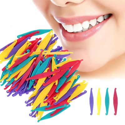 100 Pcs Dental Elastic Rubber Bands Placers & Remover Tool for Braces Disposable Plastic Orthodontic Elastic Bands Placers Multicolored