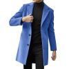 Generisch Men's Long Outdoor Jacket with Button Slim Fit Winter Coat Business Trench Coat Loose Leisure Jacket Stand-Up Collar Transition Coat Comfortable Plain Windbreaker Hiking Jacket, O Blue, XXXL view 1