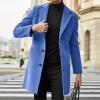 Generisch Men's Long Outdoor Jacket with Button Slim Fit Winter Coat Business Trench Coat Loose Leisure Jacket Stand-Up Collar Transition Coat Comfortable Plain Windbreaker Hiking Jacket, O Blue, XXXL view 3