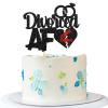 Divorced AF Cake Topper - Divorced Party Cake Supplies - Newly Single - Officially Done Divorce Party Decoration - Black Glitter view 1