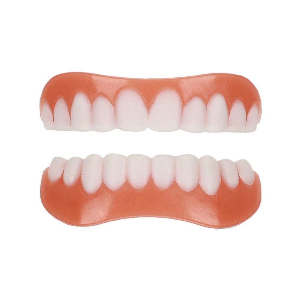 Care Spring Dentures Full Mouth Silicone Denture Reline Kit, 1 Pair False Teeth Set for Man And Women Adults, Soft And Comfortable, Clip on Veneers Top And Bottom, Natural-Looking
