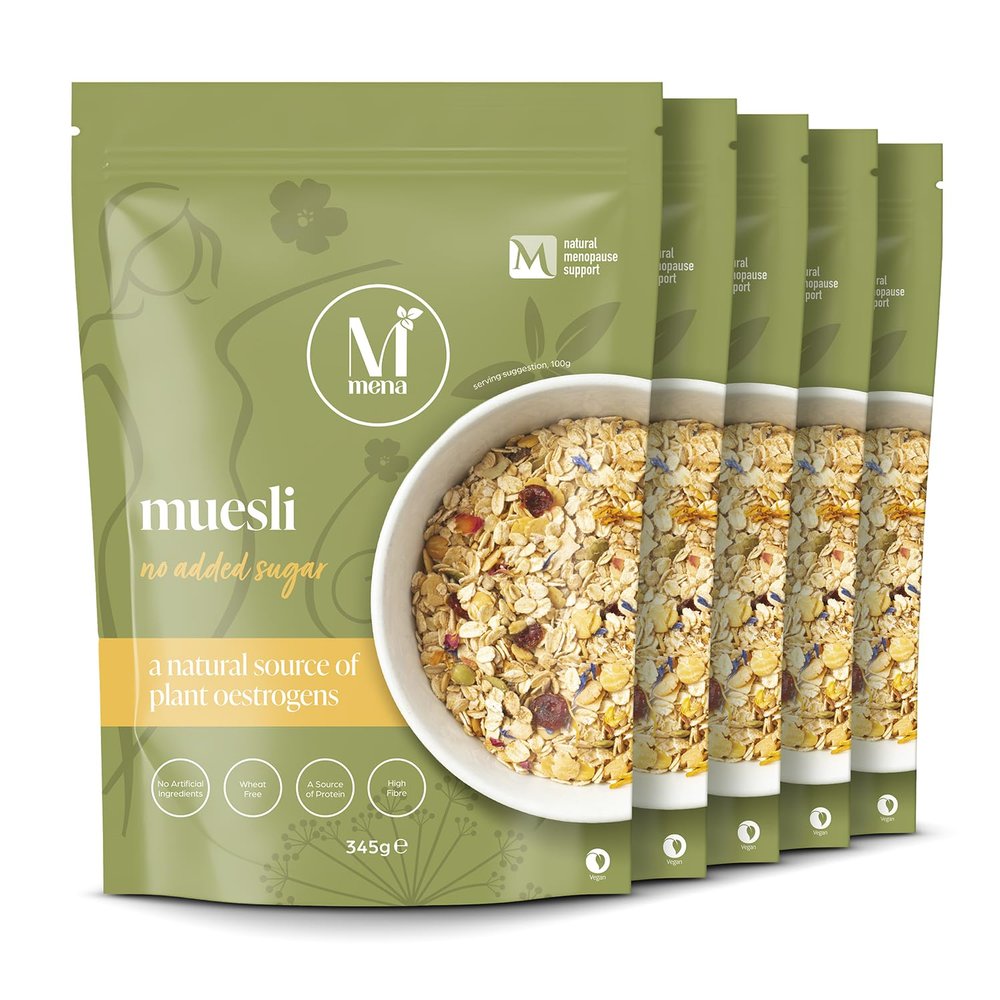 Mena Muesli | Multipack 5 x 345g Bags | Menopause Support Breakfast Cereal | Rich in Plant Oestrogens/Natural Phytoestrogens | High Fibre, No Added Sugar & Protein Packed