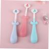 Beaupretty 3 pcs Soft Bristles Toothbrush with Anti-Slip Handle Cute Triple-Sided Toothbrushes for Gentle Gum Care and Cleaning Suitable for Red Blue Green Colors view 2