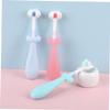 Beaupretty 3 pcs Soft Bristles Toothbrush with Anti-Slip Handle Cute Triple-Sided Toothbrushes for Gentle Gum Care and Cleaning Suitable for Red Blue Green Colors view 3