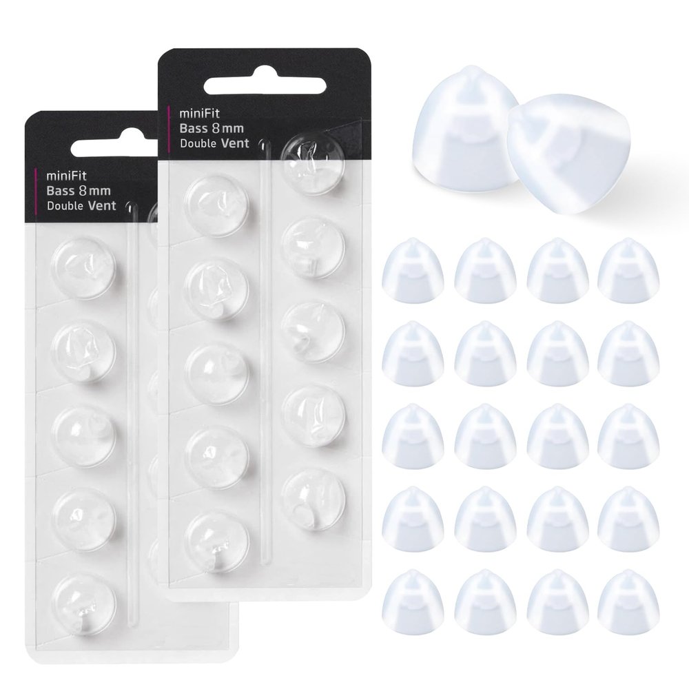 20 Pcs Hearing Aid Domes for Oticon Replacements 8mm Hearing Aid Accessories Double Vent Domes Compatible with Oticon Minifit