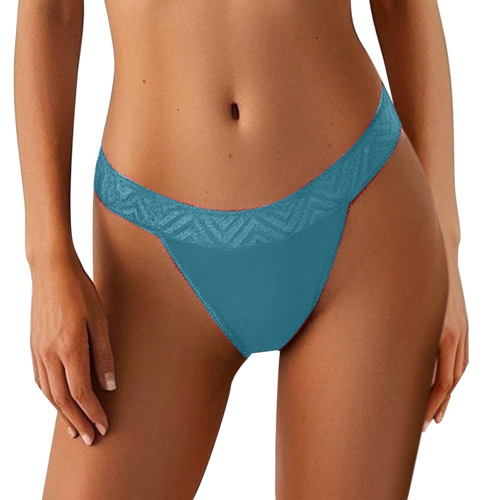 String Thongs for Women Women's Reusable Thong Lace Underwear 4 Solid Color Design (Green, XXXL)