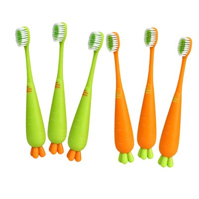 BAZEITFLOW 6pcs Manual Toothbrush Soft Bristle Carrot Design Gentle Gum Massage Lightweight Portable for Oral Care Travel Use