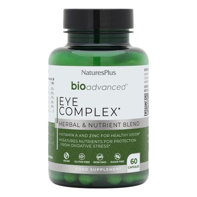 NaturesPlus Bio Advanced Eye Complex - Vision and Eye Supplement, Tired and Dry Eyes, Blue Lights, Antioxidants - Lutein, Vitamin A, C, E, Zinc, Botanicals - Vegan, Gluten-Free - 60 Capsules