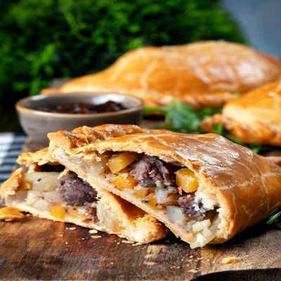 Cornish Hampers & Gifts 8x Traditional Medium (283g) Gourmet Cornish Steak Pasties Gift Hamper Set Elegant Packaging.