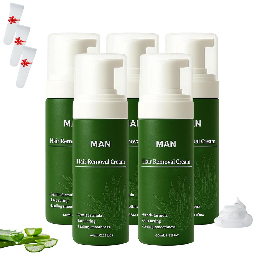 Botane Man Hair Removal Cream with Natural Aloe Vera, 2025 New Botane Hair Removal, Quick Gentle Hair Remover Spray for Face Body & Intimate, Moisturizing & Non-sticky (5SET)